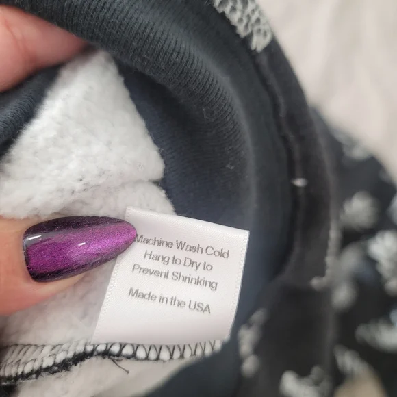 HVN Black and White Fleece Leopard  Sweatshirt And Shorts Set Small Quiet Luxury - Picture 6 of 16